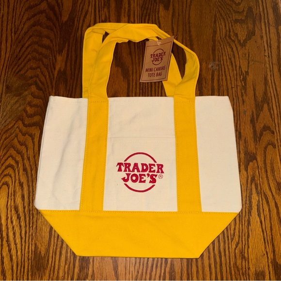 Trader Joe's Mini Canvas Tote Bag Set Of 4 Red Blue Green Yellow New - Picture 8 of 8